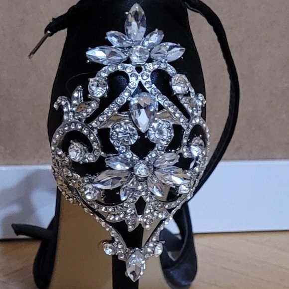 Ankle Strap Open Toe High Heel Sandals, Rhinestones | Wedding Party & Evening - Picture 5 of 9